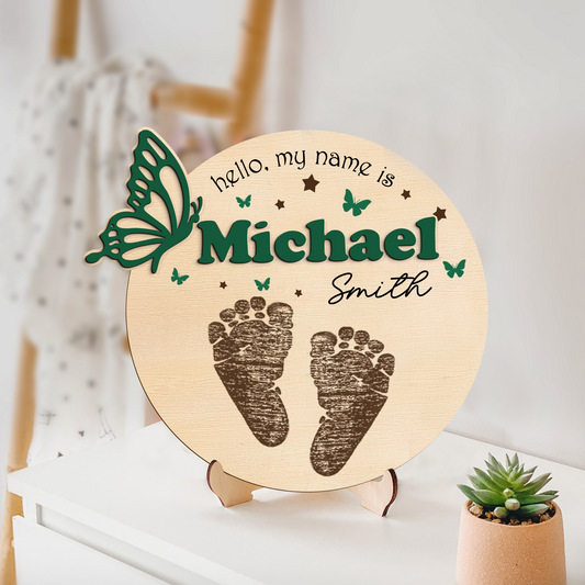 Birth Announcement Sign Personalized for Hospital, Newborn Birth Arrival Baby Name 3D Sign,Hello World Newborn Sign Baby Shower Gift BX01