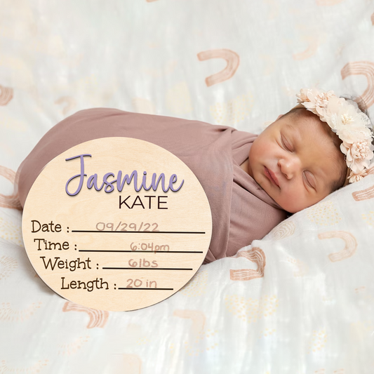 Personalized 3D Name Sign for Hospital, Custom Wooden Baby Name Announcement Sign And Footprint Sign for Photo Prop Baby Shower Nursery Gift BX11