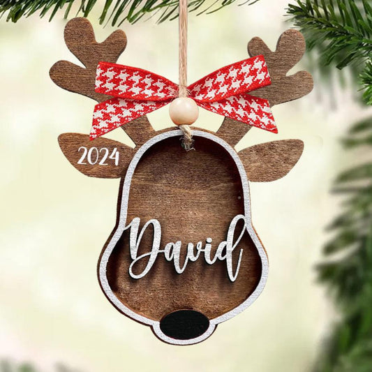 Personalized reindeer 2024 christmas ornament